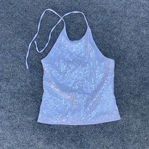 White sequin halter